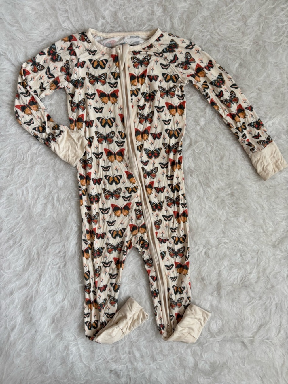 Little One Shop Toddler Boho Bamboo Butterfly Footie Pajamas